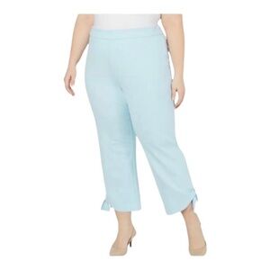$80 Alfani Plus Size Blue Ankle Pants Pull On Cropped Tie Stretch Elastic Waist